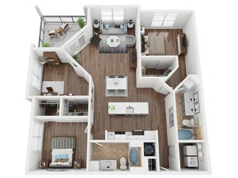 Floor plan for 3 beds, 2 baths, 1473 sqft