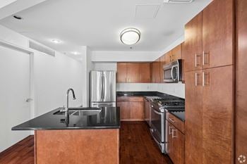 Gas range, dishwasher, microwave, and refrigerator