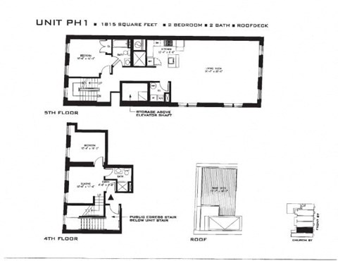 Floor plan for 2 beds, 2 baths, 1815 sqft