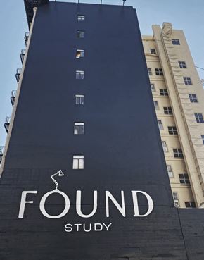 San Francisco apartment for rent - A tall building with the words "FOUND STUDY" on it.