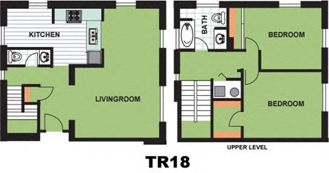 Floor plan for 2 beds, 1.5 baths, 1110 sqft
