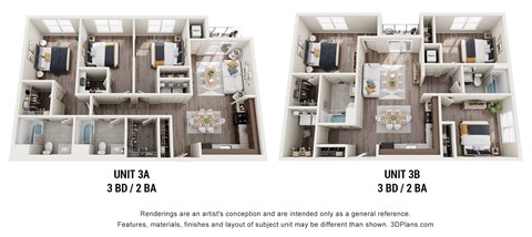 Floor plan for 3 beds, 2 baths, 1258 sqft