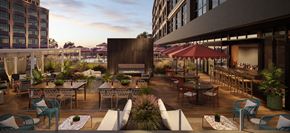 Baltimore apartment for rent - a rendering of the rooftop patio of the new kimpton rowan palm springs hotel