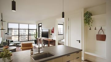 Baltimore apartment for rent - A kitchen with a sink and a window.