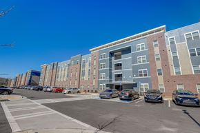 Atlanta apartment for rent - an empty parking lot in front of an apartment building