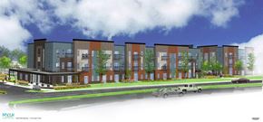 Dallas apartment for rent - a rendering of an apartment building with cars parked in front of it