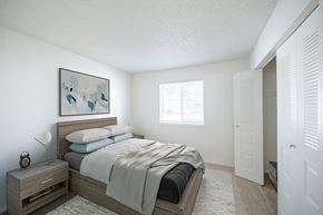 Pocatello apartment for rent - a bedroom with a bed and a dresser at Kirkwood Meadows, Pocatello, Idaho
