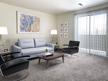 Billings apartment for rent - a living room with a couch and chairs and a table