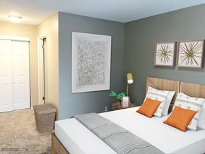 Woodland apartment for rent - a bedroom with a white bed and two pictures on the wall at Woodland Crossing , California