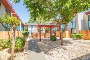 Woodland apartment for rent - Outdoor courtyard with paved path and landscaping leading to pavilion and dog park.at Woodland Village , Woodland California