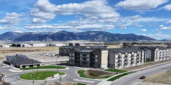 Aerial view of large apartment complex