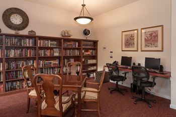 Community library and computer center with bookshelves