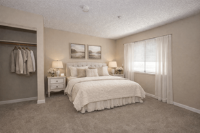 Roseville apartment for rent - Spacious bedroom with walk-in closet and large window at Roseville Commons Senior Living Apartments, Roseville, CA