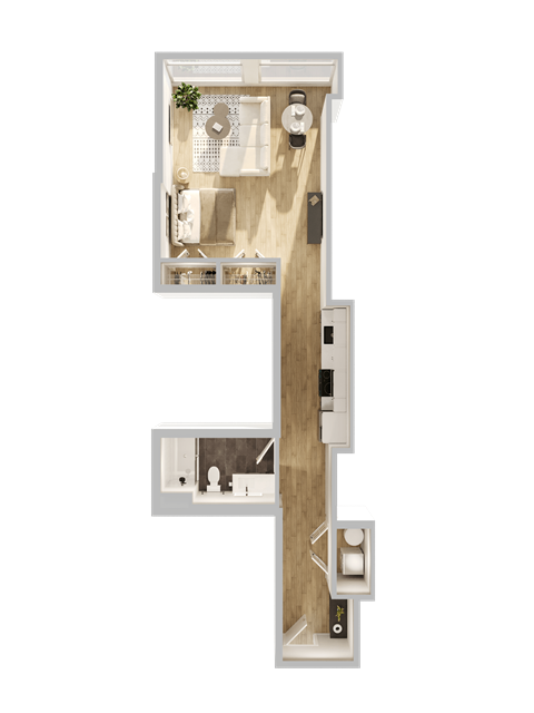 Floor plan for studio, 1 bath, 561 sqft