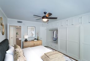 Los Angeles apartment for rent - Beautifully designed bedroom with closet and cabinet space embedded into wall