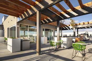 Rooftop access with sun deck lounge