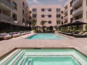 Los Angeles apartment for rent - a swimming pool in front of an apartment building