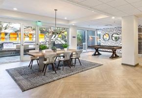 Los Angeles apartment for rent - Resident Community Lounge with Pool Table and Dining Table