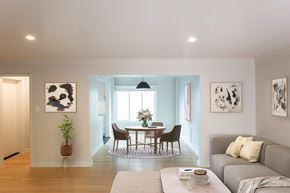 West Hollywood apartment for rent - Living area leading into brightly lit dining room