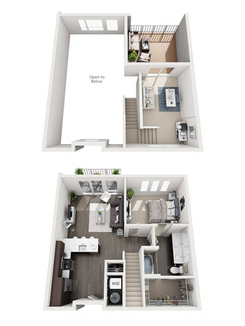 Floor plan for 1 bed, 1 bath, 987 sqft