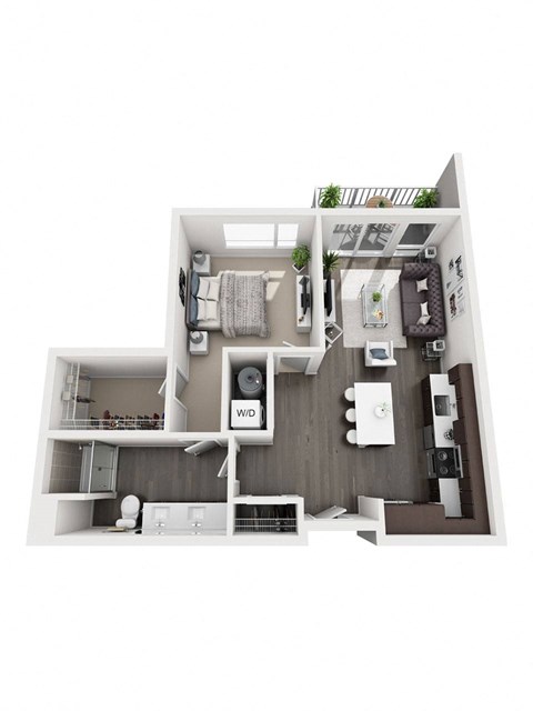 Floor plan for 1 bed, 1 bath, 779 sqft