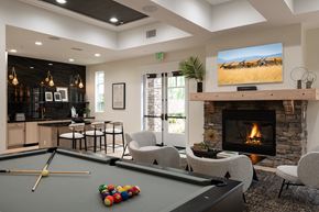 Burbank townhouse for rent - a games room with a pool table and a fireplace