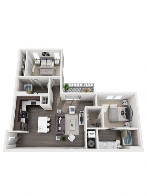 Floor plan for 2 beds, 2 baths, 922 sqft