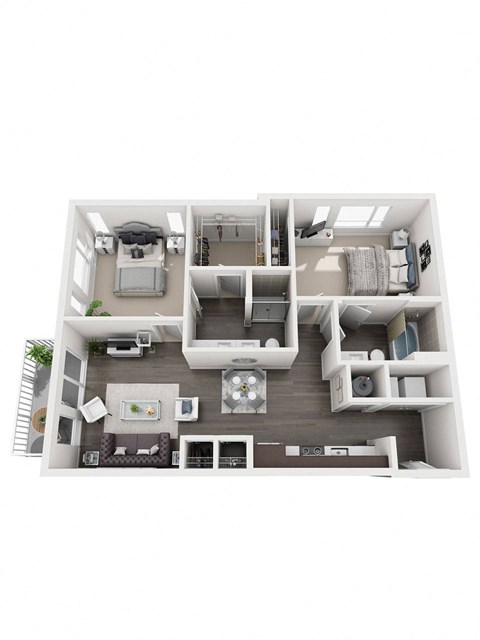 Floor plan for 2 beds, 2 baths, 1024 sqft