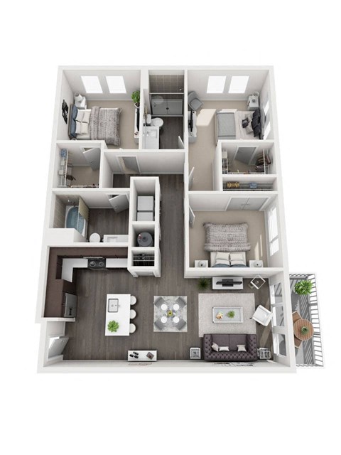 Floor plan for 3 beds, 2 baths, 1239 sqft