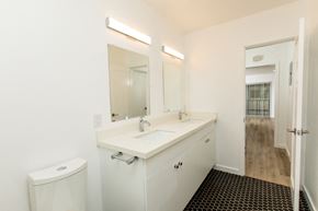 West Hollywood apartment for rent - Modern bathroom with two sinks