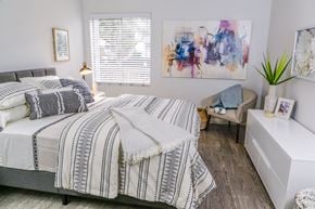 Los Angeles apartment for rent - Bedroom With Cozy Decor and Hardwood Style Flooring