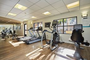 Sherman Oaks apartment for rent - Fitness center with natural lighting and exercise equipment