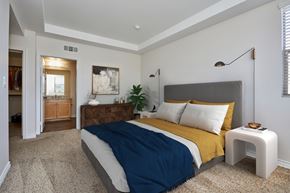 Sherman Oaks apartment for rent - Comfy, spacious bedroom with queen bed and attached walk-in closet and bathroom