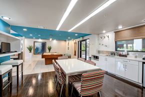 Encino apartment for rent - Clubhouse with kitchen, seating, computers, and pool table