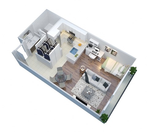 Floor plan for studio, 1 bath, 460 sqft