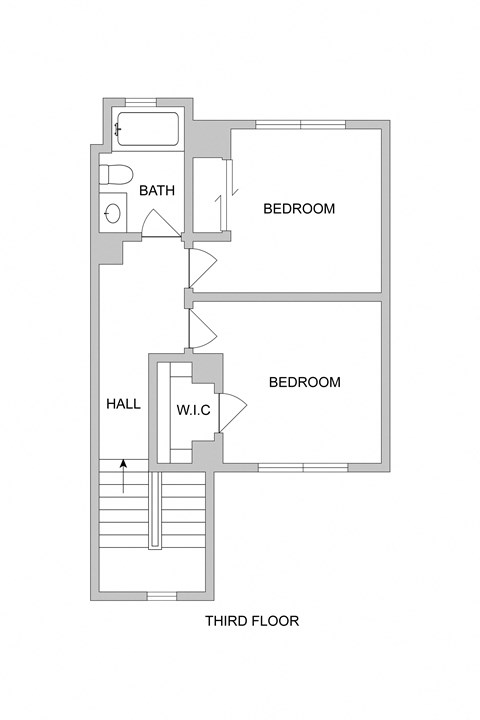 Floor plan for 3 beds, 2.5 baths, 1543 sqft