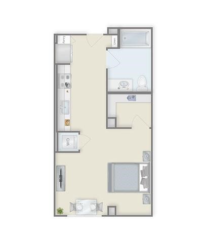Floor plan for studio, 1 bath, 536 sqft
