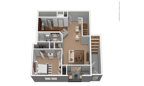 Floor plan for 1 bed, 1 bath, 1004 sqft