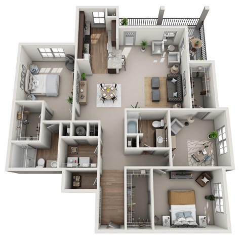 Floor plan for 3 beds, 2 baths, 1469 sqft