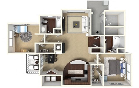 Floor plan for 2 beds, 2 baths, 1171 sqft