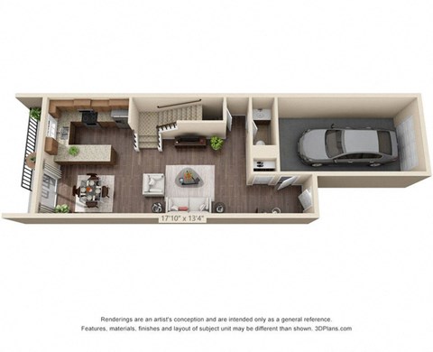 Floor plan for 2 beds, 2.5 baths, 1776 sqft