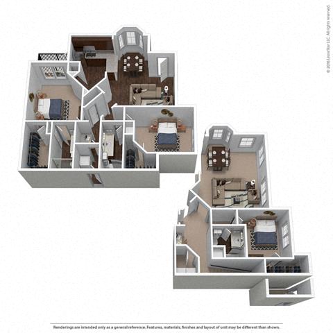 Floor plan for 2 beds, 2 baths, 1458 sqft