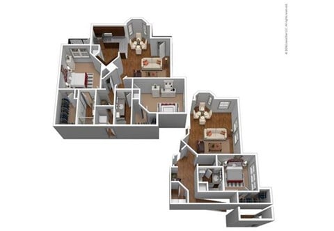 Floor plan for 2 beds, 2 baths, 1458 sqft