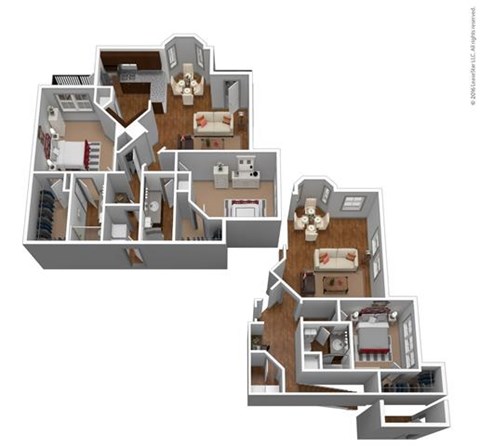 Floor plan for 2 beds, 2 baths, 1458 sqft