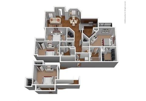 Floor plan for 3 beds, 2 baths, 1523 sqft