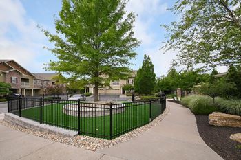 The preserve at ballantyne commons apartments walkway and gatedenced in yard