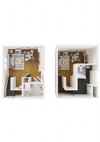 Floor plan for studio, 1 bath, 496 sqft