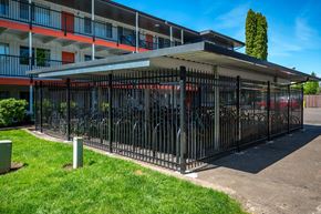 Corvallis apartment for rent - a pavilion with bikes parked outside of a building