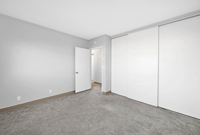 Hillsboro apartment for rent - a bedroom with white walls and doors and carpet