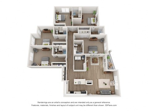 Floor plan for 5 beds, 5 baths, 2993 sqft